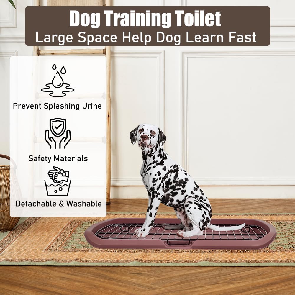 Dog toilet with Sturdy iron mesh, Carrying handle, and Litter scoop, Detachable indoor trainer for medium to large dogs, Flat dog toilet, Ideal for indoor & outdoor use 65 cm, Easy to clean