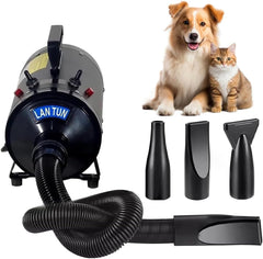 Dog Grooming - Pet Grooming Hair Dryer Blower Vacuum for Cat & Dogs- 240V Blowing Machine with Adjustable Speed & Heat, Low-Noise Design, Durable ABS Body, Portable Handle,3 Nozzles,(Black)
