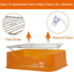 Dog training toilet for small to medium dogs, Detachable dog toilet with Shovel, Stainless steel grid, and Anti-slip pads, Suitable for indoor & outdoor, Leak-proof dog tray 52 cm