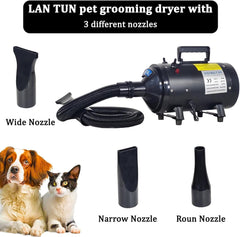 Dog Grooming - Pet Grooming Hair Dryer Blower Vacuum for Cat & Dogs- 240V Blowing Machine with Adjustable Speed & Heat, Low-Noise Design, Durable ABS Body, Portable Handle,3 Nozzles,(Black)
