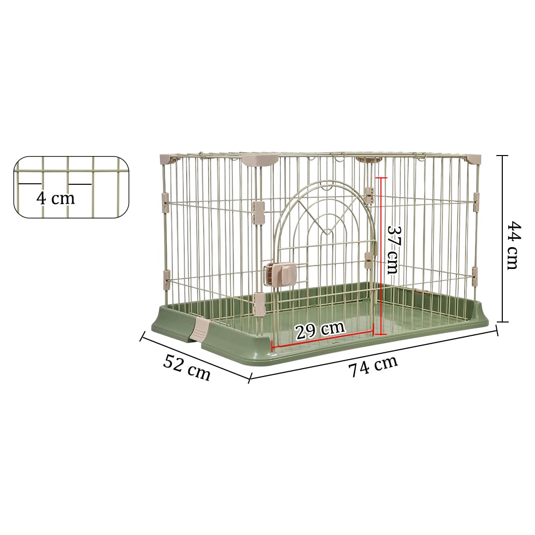 Cat cage with Metal wire and Lockable door, Multi-feature enclosed cat condo for Medium to large cats, Durable construction, Ideal for indoor/outdoor, Easy to assemble 74 cm (Green)