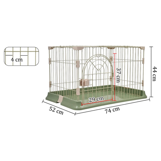 Cat cage with Metal wire and Lockable door, Multi-feature enclosed cat condo for Medium to large cats, Durable construction, Ideal for indoor/outdoor, Easy to assemble 74 cm (Green)