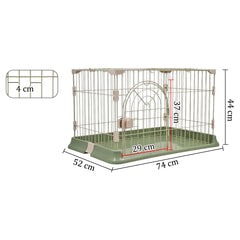 Cat cage with Metal wire and Lockable door, Multi-feature enclosed cat condo for Medium to large cats, Durable construction, Ideal for indoor/outdoor, Easy to assemble 74 cm (Green)