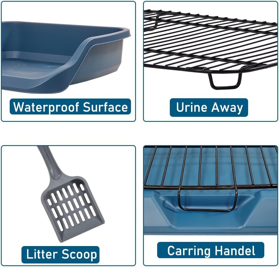 Dog toilet for small to medium dogs, Durable pet potty training tray with Raised design, shovel, and Detachable stainless steel grid, Ideal for indoor & outdoor, Easy to clean 53 cm