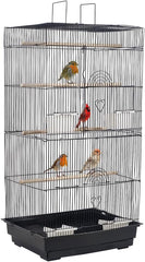 Black Bird Cage - Lightweight Design for Small and Medium Birds with Slide-Out Tray, Feeding Bowls, and Standing Perch (98 cm)