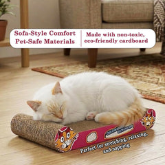 Cat Scratcher with Corrugated Cardboard, Durable Scratch Pad for Indoor Cats, Reversible and Furniture Protection, 44 cm Sofa Bed with Catnip, Comfortable and Resting Bed, Claw Care & Portable (Pink)