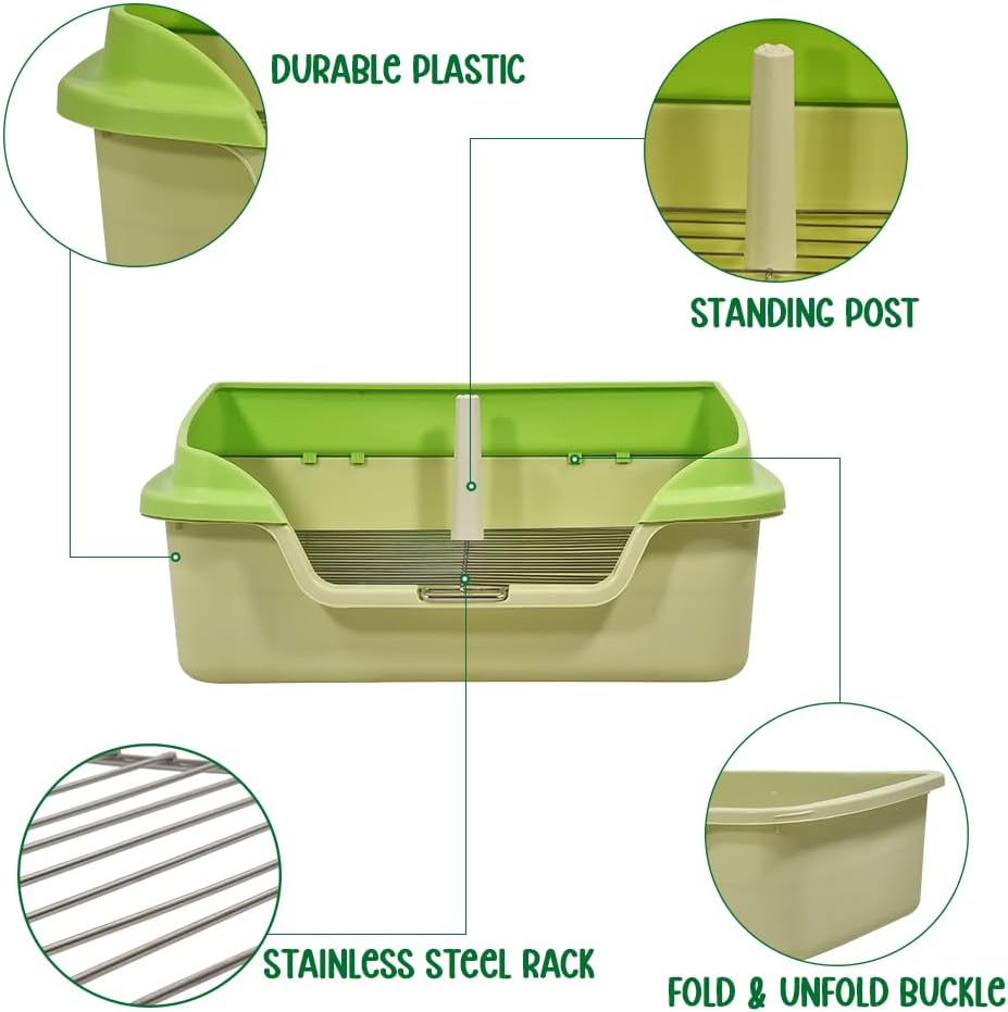 Dog Potty Tray - Dog Toilet for Small to Medium Dogs | Pet Plastic Puppy Training Seat with Splash Proof Design, Stainless Steel Grid & Detachable Pee Post | Indoor & Outdoor (Green, Small)