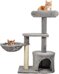 Modern cat tree with Padded perch, Plush hammock, Cozy condo, and Natural sisal scratching post, Multi-tier cat climbing tower for Indoor cats & Kittens, Easy to assemble, 84 cm