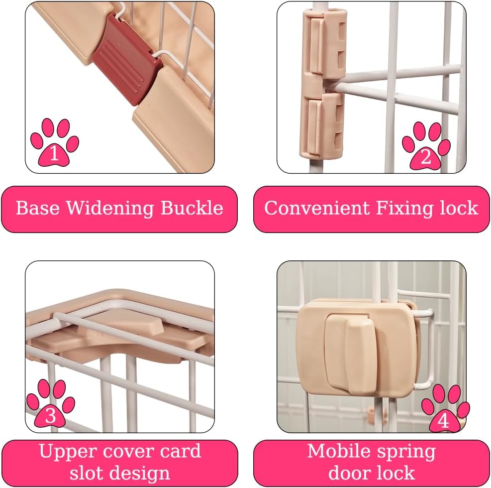 Cat cage with 2-Tier design, Wide platforms, 2 Lockable doors, and Climbing ladder, Durable metal wire pet cage for Indoor cats & kittens, Ideal for indoor/outdoor use, Easy to assemble 88 cm (Pink)