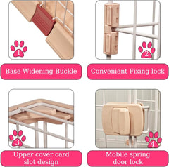 Cat cage with 2-Tier design, Wide platforms, 2 Lockable doors, and Climbing ladder, Durable metal wire pet cage for Indoor cats & kittens, Ideal for indoor/outdoor use, Easy to assemble 88 cm (Pink)