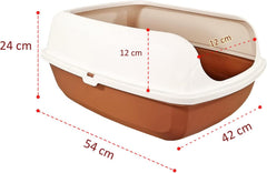 Semi-enclosed cat litter box with Detachable design, Raised edges, and Litter scoop, Durable plastic cat toilet for medium to large cats, Suitable for indoor/outdoor use, Easy to clean 54 cm