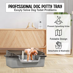 Dog Potty Tray - Dog Toilet for Small to Medium Dogs | Pet Plastic Puppy Training Seat with Splash Proof Design, Stainless Steel Grid & Detachable Pee Post | Indoor & Outdoor (Green, Small)