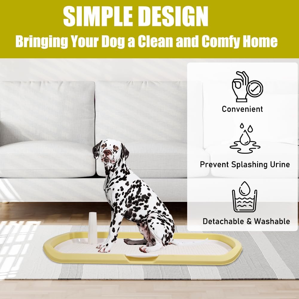 Dog potty training toilet for medium to large dogs, Durable plastic dog training pad holder with Detachable pee post, Carrying handle, and Grid design, Ideal for indoor & outdoor 66 cm