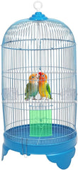 Round Bird Cage with Plastic Base, Metal Wire, Feeding Bowls, Swing, and Perches, 73 cm Travel Portable Cage for Parakeets, Canaries, and Small Birds, Indoor Outdoor Use, Convenient hook (BLUE)