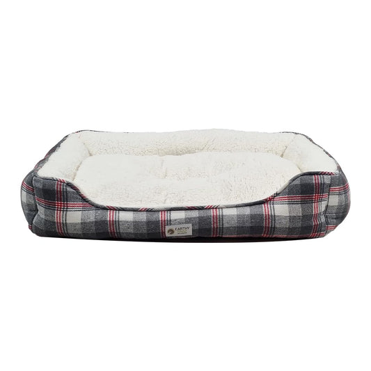 Plush dog bed for Medium to Large breeds, Comfortable winter plush dog bed with Reversible cushion, Breathable warm cotton, and Non-skid bottom, Easy to clean, 75 cm (Multi-color)