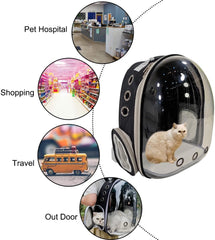 Pet backpack, Transparent breathable portable carrying bag, Airline-approved for cats and small dogs, Pet carrier designed for Travel, Hiking, and shopping outdoor