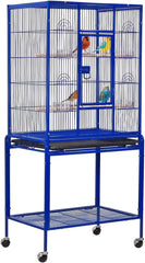 Bird Cage for Small to Medium-Sized Birds - Bird House & Parrot Cage - Detachable Rolling Stand, Wooden Perches, Feeding Cups, Slide-Out Tray, Storage Shelf, and Universal Wheels - 135 cm