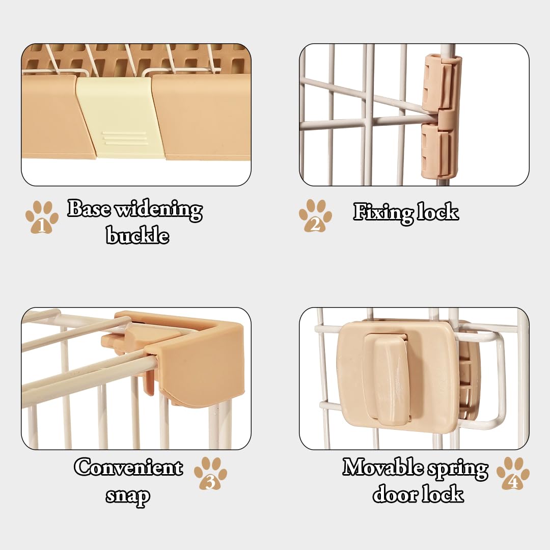 NNC PETS Large Cat Cage for Indoor Cats & Kittens, 3-Tier Metal Wire Cat Crate Kennel with Hammock, 3 Lockable Doors, Climbing ladder, Slide-out Tray & Universal Wheels, 175 cm(Light Pink, Large)