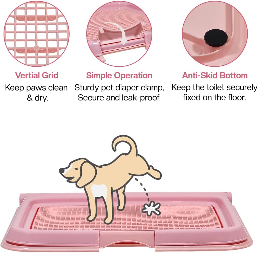 Dog toilet for Puppies and Small dogs, Durable plastic dog potty tray with Leak-proof design, Grid design, and Anti-slip bottom, Lightweight pet training tray for Indoor/Outdoor use 49 cm