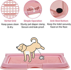 Dog toilet for Puppies and Small dogs, Durable plastic dog potty tray with Leak-proof design, Grid design, and Anti-slip bottom, Lightweight pet training tray for Indoor/Outdoor use 49 cm