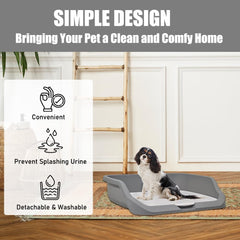 Dog toilet training with Raise edge design, Pee post, and Detachable grid, Durable plastic dog tray for small to medium dogs, Ideal for indoor & outdoor, Leak-proof design 53 cm