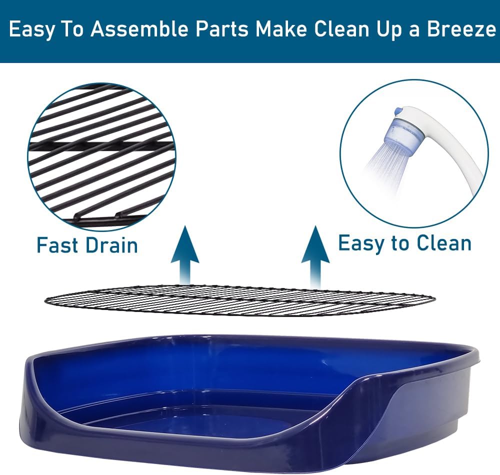 Dog toilet tray with Removable metal grid, Litter scoop, and Leak-proof design, Puppy potty training pad holder for Small to Medium dogs, Ideal for Indoor/Outdoor use, Easy to clean, 48 cm