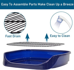 Dog toilet tray with Removable metal grid, Litter scoop, and Leak-proof design, Puppy potty training pad holder for Small to Medium dogs, Ideal for Indoor/Outdoor use, Easy to clean, 48 cm