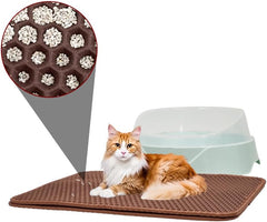 Cat litter mat with Large holes, Anti-splash design, and Washable EVA Material, double-layer honeycomb cat litter mat for indoor cat & cat toilets, Pet mess protector