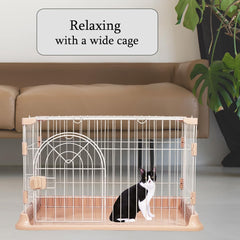 Cat cage with Metal wire and Lockable door, Multi-feature enclosed cat condo for Medium to large cats, Durable construction, Ideal for indoor/outdoor, Easy to assemble 74 cm (Pink)