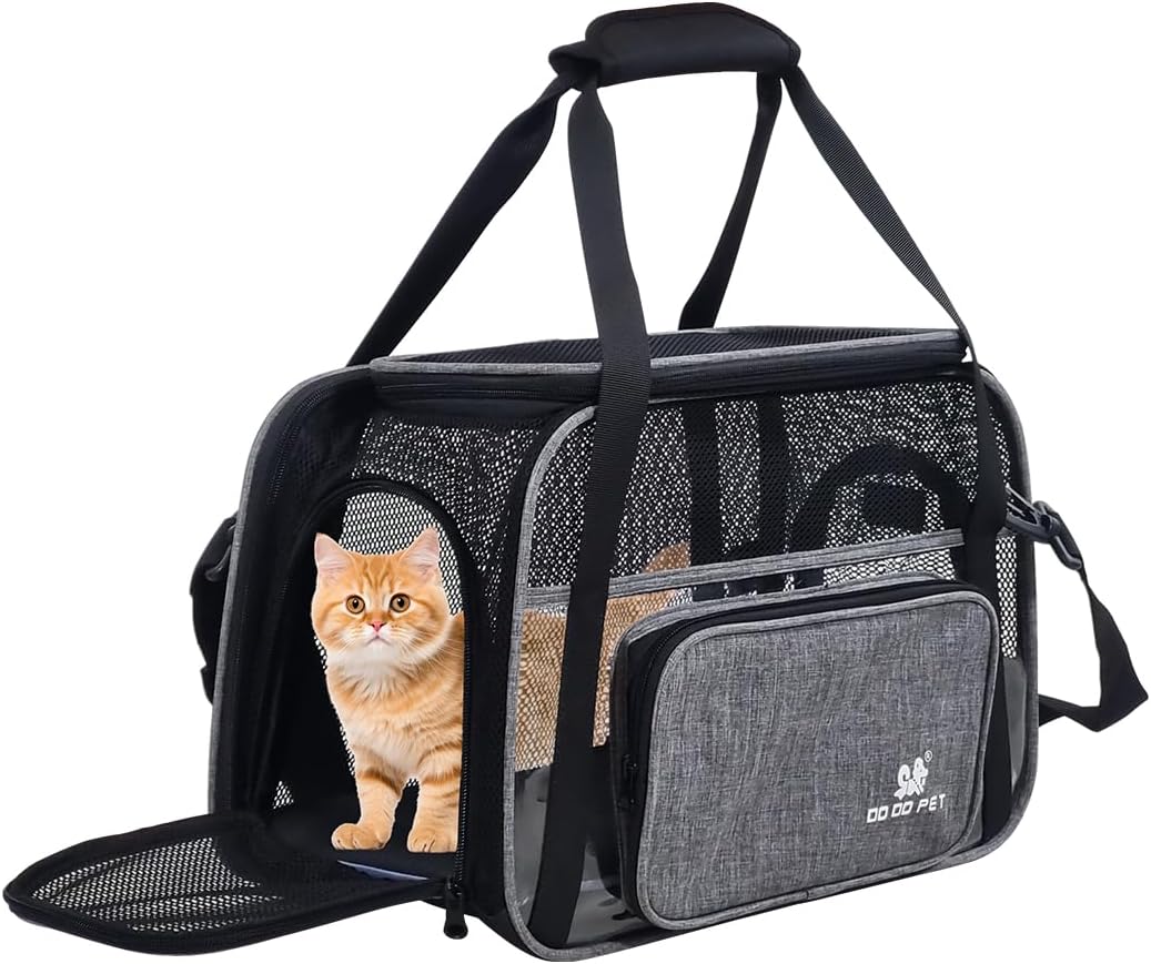 Cat Carrier Bag | Pet Travel Carrier for Dog & Cats with Top Sided Open | Handle & Breathable Mesh, Soft-Sided with Shoulder Strap | Comfortable Mat & Durable Dog Carrier (40cm)