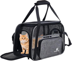 Cat Carrier Bag | Pet Travel Carrier for Dog & Cats with Top Sided Open | Handle & Breathable Mesh, Soft-Sided with Shoulder Strap | Comfortable Mat & Durable Dog Carrier (40cm)