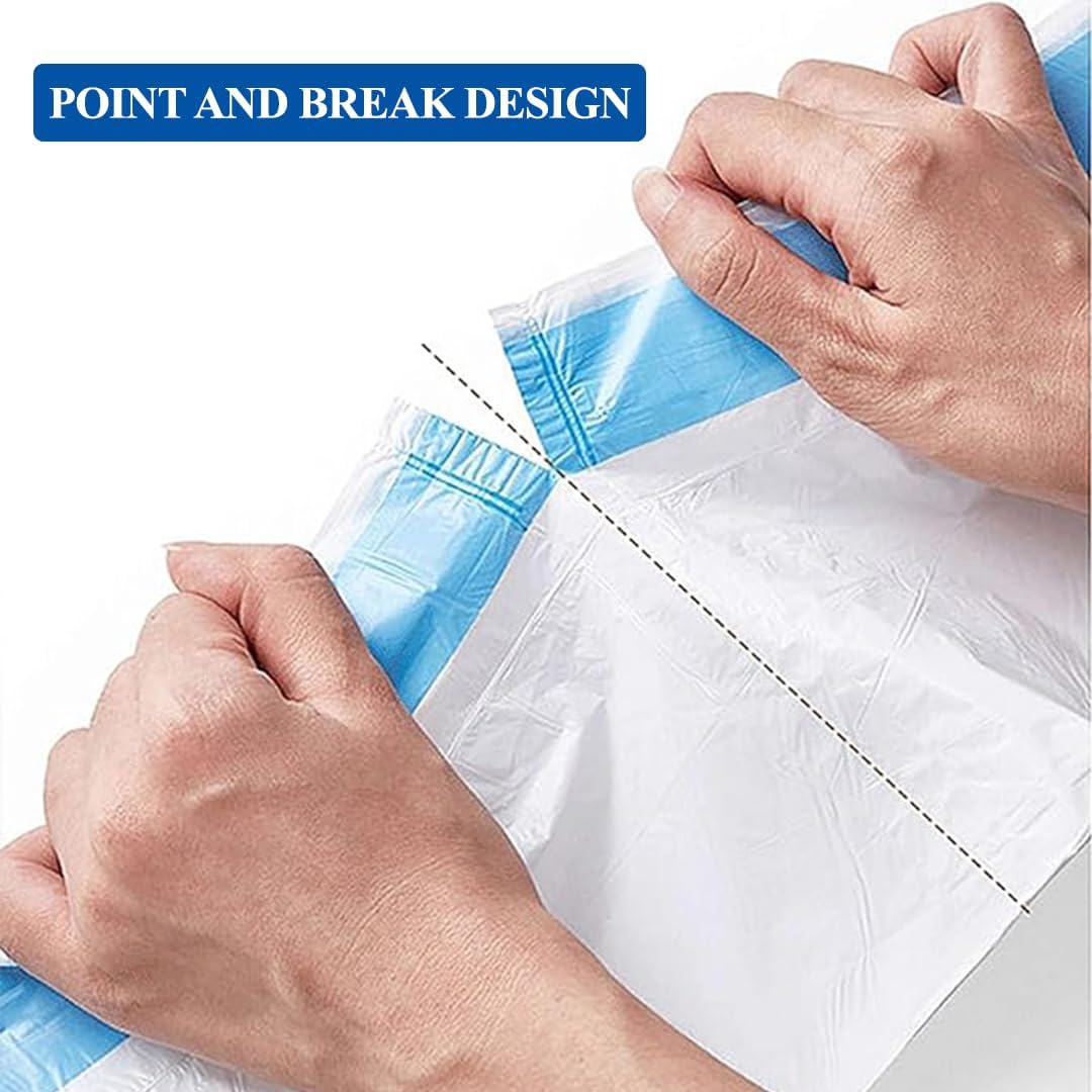 Drawstring garbage bags with Leak-proof design, Multi-purpose high-density polyethylene disposable trash bags, Suitable for Kitchen, Bathroom, Living room, and Office, 100 Counts (White)