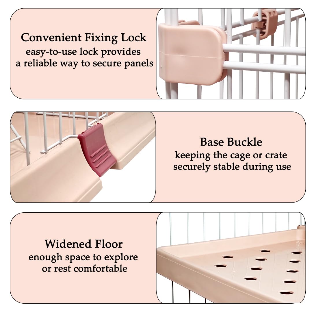 NNC PETS 3-Tier Large Cat Cage Playpen Kennel - 162cm Metal Wire Cat Crate with 3 Lockable Doors, Cozy Hammock, Climbing ladder, Drawer Tray & Universal Wheels, Easy Assembly (Light Pink, Large