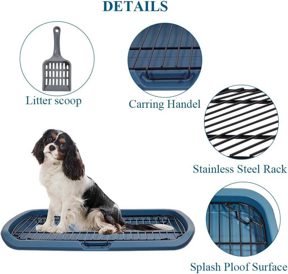Dog toilet with Sturdy iron mesh, Carrying handle, and Litter scoop, Detachable indoor trainer for medium to large dogs, Flat dog toilet, Ideal for indoor & outdoor use 65 cm, Easy to clean