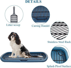 Dog toilet with Sturdy iron mesh, Carrying handle, and Litter scoop, Detachable indoor trainer for medium to large dogs, Flat dog toilet, Ideal for indoor & outdoor use 65 cm, Easy to clean