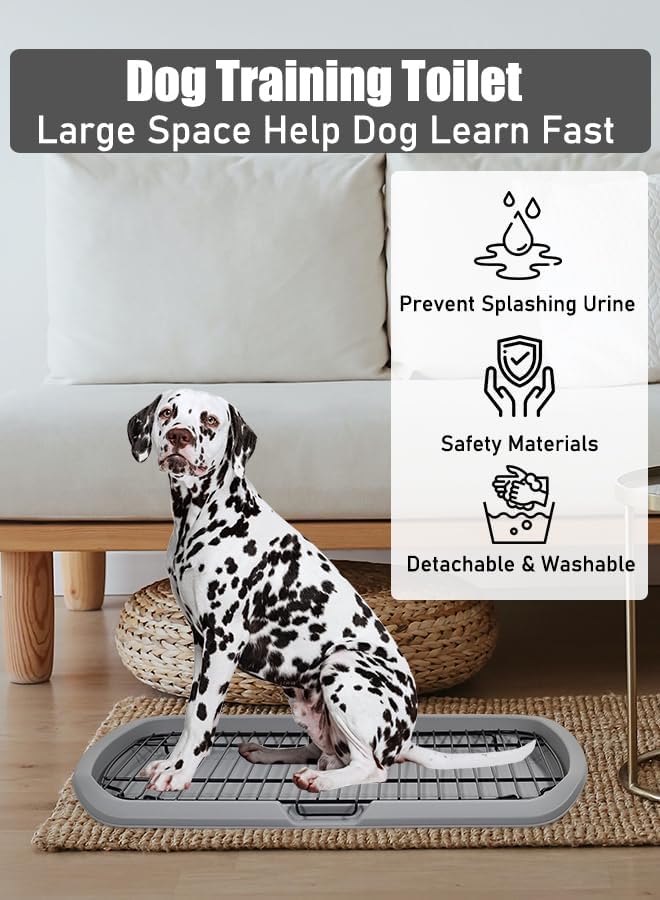 Dog toilet with Sturdy iron mesh, Carrying handle, and Litter scoop, Detachable indoor trainer for medium to large dogs, Flat dog toilet, Ideal for indoor & outdoor use 65 cm, Easy to clean