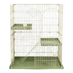 Cat cage with Durable metal wire, Wide plastic perch, Lockable door, and Climbing ladder, double-layer cat cage enclosure for Cats & Kittens, Suitable for indoor/outdoor use 117 cm (Green)