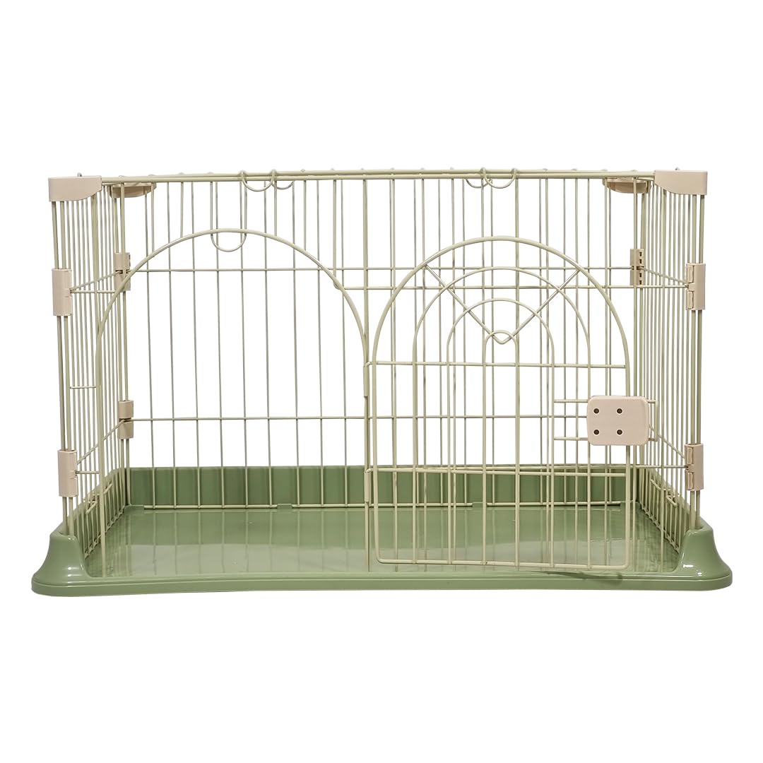 Cat cage with Metal wire and Lockable door, Multi-feature enclosed cat condo for Medium to large cats, Durable construction, Ideal for indoor/outdoor, Easy to assemble 74 cm (Green)