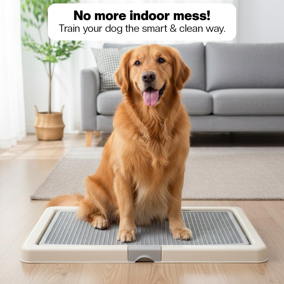 Large Dog Potty Tray Training Seat | Dog Toilet Pee Tray | Pee Pads for Dogs | Puppy Pee for Indoor & Outdoor Use | Keep Paws, Floor Clean & Portable