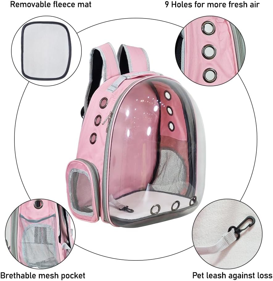 Pet backpack, Transparent breathable portable carrying bag, Airline-approved for cats and small dogs, Pet carrier designed for Travel, Hiking, and shopping outdoor