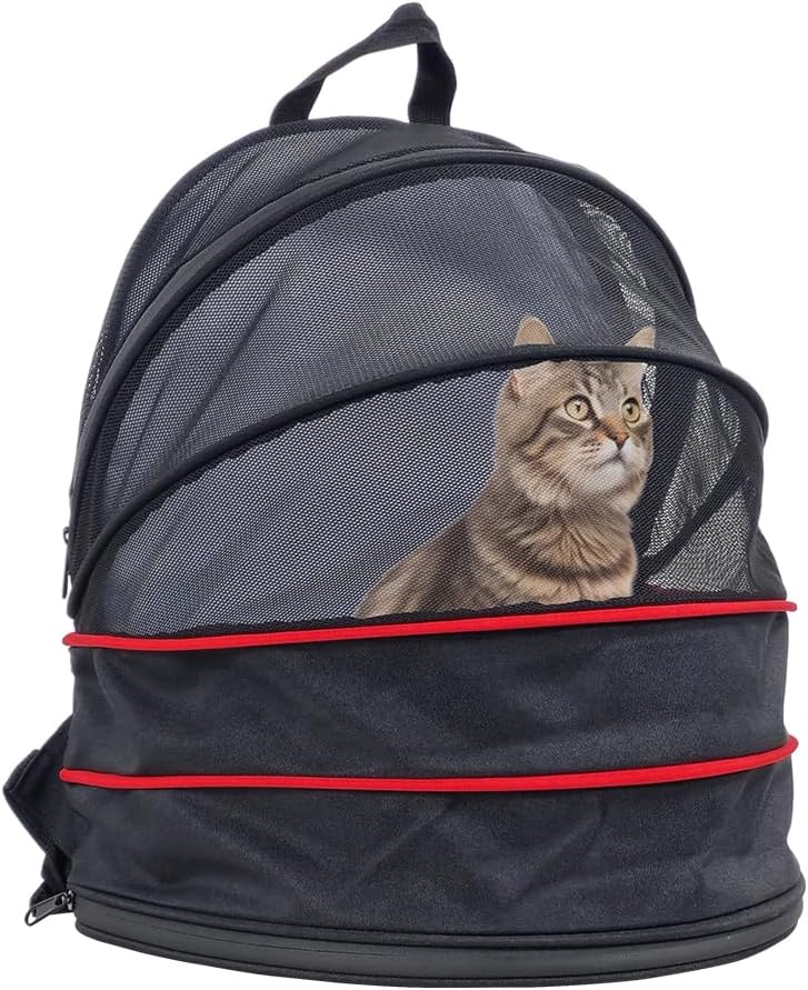 Pet carrier bag for cats and small dogs, Expandable cat backpack with Removable mat, Durable zipper, Ventilated mesh, and Adjustable shoulder straps, Ideal for Outdoor traveling 48 cm