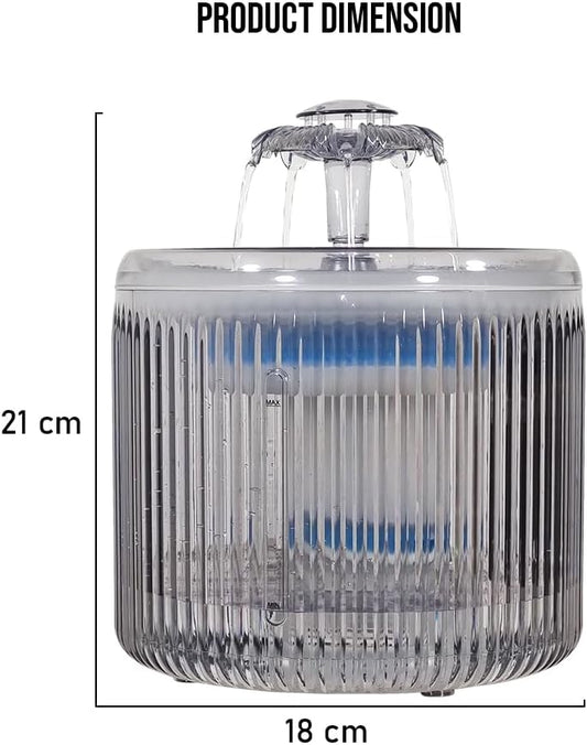 Pet water fountain for cats and dogs, Automatic transparent pet drinking fountain with Water level, Filtration system, Water pump, and Adjustable water flows, 2.6L Large capacity (21 cm)