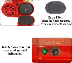Dog Grooming - Pet Grooming Hair Dryer Vacuum Kit - Dog Hair Dryer, Blower - 240V Powerful with Adjustable Speed & Heat, Low - 3 Nozzles - Portable Handle - ABS Material (Red)