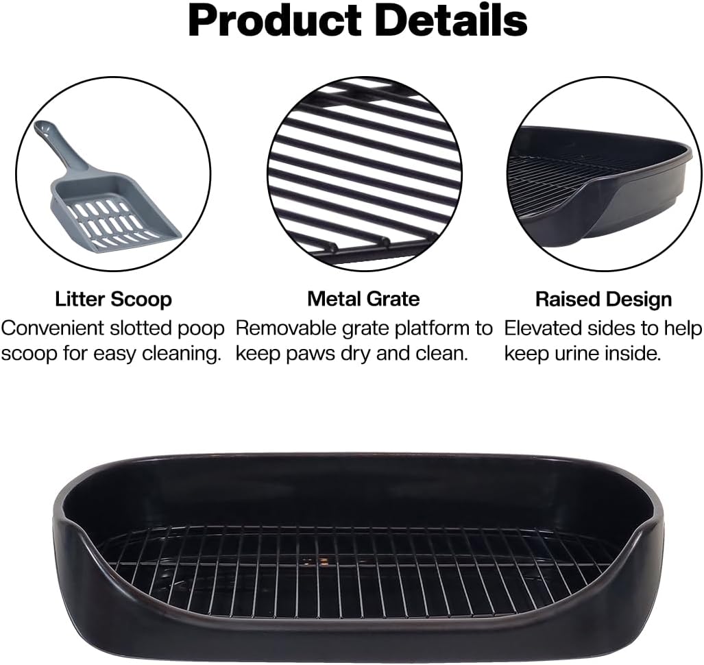 Dog toilet tray with Removable metal grid, Litter scoop, and Leak-proof design, Puppy potty training pad holder for Small to Medium dogs, Ideal for Indoor/Outdoor use, Easy to clean, 48 cm
