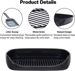 Dog toilet tray with Removable metal grid, Litter scoop, and Leak-proof design, Puppy potty training pad holder for Small to Medium dogs, Ideal for Indoor/Outdoor use, Easy to clean, 48 cm