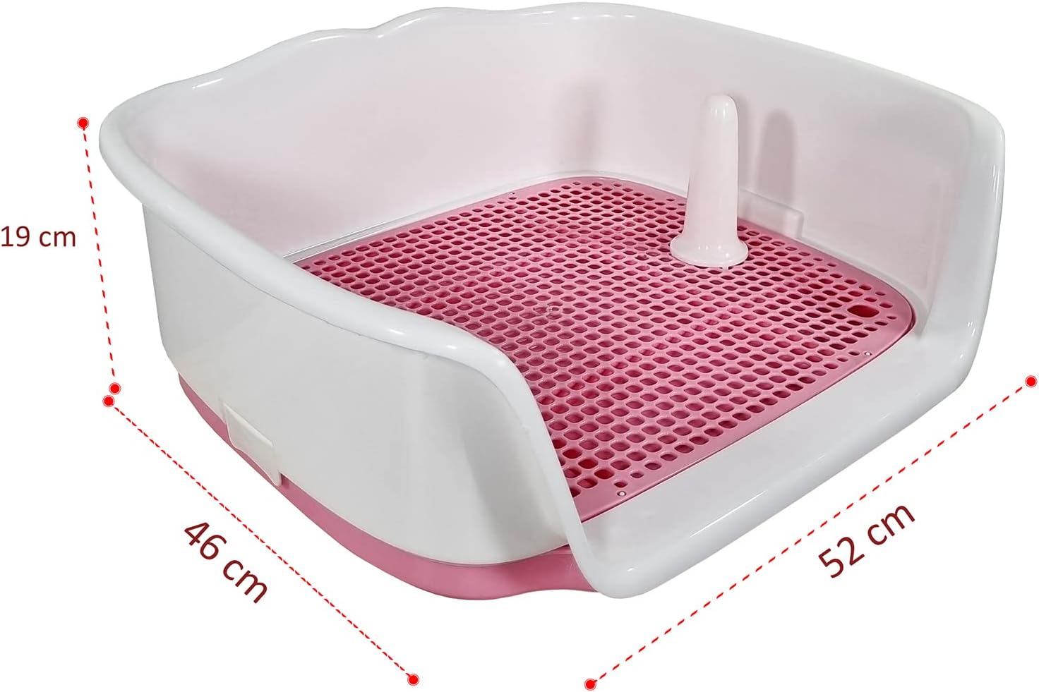 Dog potty tray for medium to large dogs, Durable plastic dog toilet training tray with Raised fence, Pee post, and Detachable design, Ideal for indoor & outdoor, Easy to clean 52 cm
