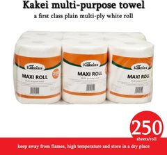 Tissue paper with 2-ply and Super absorbent, Multi-purpose cleaning wipes, Suitable for Home, Restaurant, Travel, and Hotel bathroom, Dust-free toilet paper, 1 Pack of 6 Rolls 53 cm (White)