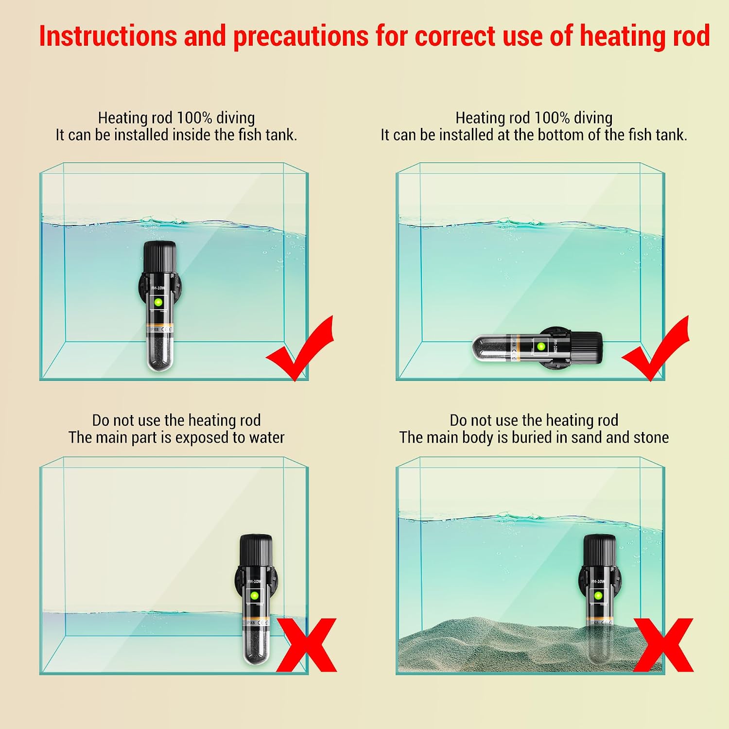 TERRIFI Mini Betta Heater, 10W/15W Small Submersible Fish Tank Heater with Digital Display Thermostat, USB Powered, for Aquariums up to 1 Gallon