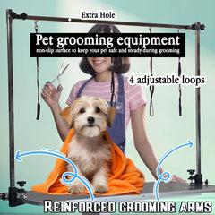 Professional Dog Grooming Table with Z-lift structure, Adjustable Arm, Clamp, and Loop Noose, 190 cm Pet grooming table for All size breed, Salon & Home use, Easy to Clean & Anti-slip desktop (White)
