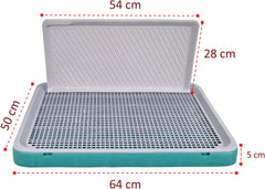 Dog toilet training tray with Protection wall, Detachable design, and Non-slip foot, Durable plastic pee pad holder for large dogs, Keeps paws dry and floor clean, Indoor & outdoor 64 cm